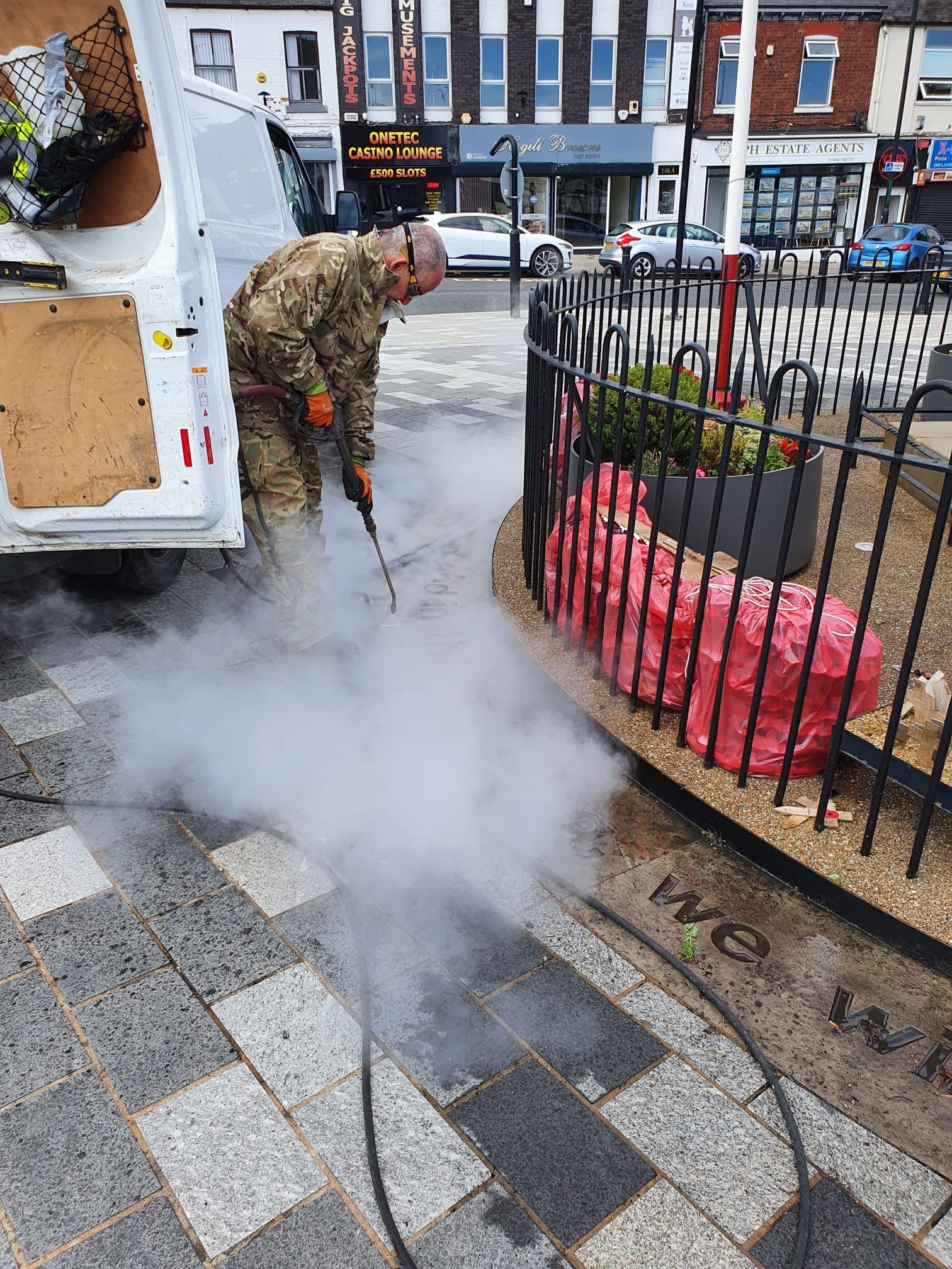 Restoration work being carried out on the memorial